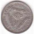 1951 UNION OF SOUTH AFRICA  SILVER THREEPENCE (TICKEY)