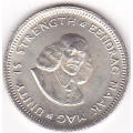 1962 SOUTH AFRICA  FIVE CENTS SILVER