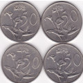 RSA FIFTY CENT COINS (SET OF 4 COINS 1974-1977)