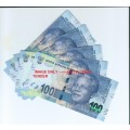 RSA ONE HUNDRED RAND NOTES - SEQUENCED **11 notes**CRISPY NOTES**UNC - L KGANYAGO