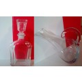 GLASS DECANTER  &  GLASS CARAFE (2 for the price of 1)  - VERY  UNIQUE - YOUR BID TAKES BOTH