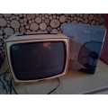 CLASSICAL VINTAGE  TV - SMALL - BLACK & WHITE (working) - WITH ADDITIONAL AERIAL -