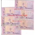 FIVE RAND NOTES - CL STALS- -  (6 NOTES)