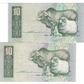 TEN RAND GPC DE KOCK NOTES (2 NOTES )  C-NUMBERS- GREAT NOTES- YOUR BID FOR BOTH