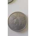 ZIMBABWE 1980 ONE DOLLAR COIN -NICKEL PLATED STEEL (BID PER COIN)