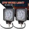 27W 12-24V LED WORK LIGHT, ROUND OR SQUARE AVAILABLE - BLACK - BRACKET INCLUDED