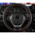 Universal DIY Faux Leather Car Steering Wheel Cover Kit - Black Stitching