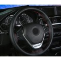 Universal DIY Faux Leather Car Steering Wheel Cover Kit - Black Stitching