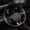 Universal DIY Faux Leather Car Steering Wheel Cover Kit - Red Stitching