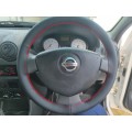 DIY Premium Faux Leather Car Steering Wheel Cover Kit - Red Stitching