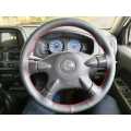DIY Premium Faux Leather Car Steering Wheel Cover Kit - Red Stitching