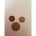 Silver coins 1945 shilling, 1940 three pence, 1943 3d