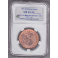 1941 One Penny Sangs Graded MS 63 RD. No red graded by NGC VERY SCARCE