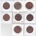 8 Pennies of QEII  from 1953-1960 Grades EF-UNC One bid for all