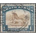 1932 Uion of S A 1 shilling used single with `Twisted horn` variety SEE scan CC 48 ### VERY RARE ###