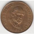 1982 R S A 2c Bronze coin in UNC grade