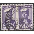 1942 Union of S A small war Iss 2d used pair with roulette omitted CC 98b CV R20000