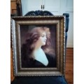 BEAUTIFUL FRAMED PRINT OF A LADY BEHIND GLASS