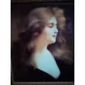 BEAUTIFUL FRAMED PRINT OF A LADY BEHIND GLASS