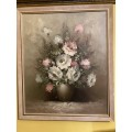 LARGE  FRAMED  OIL PAINTING OF FLOWERS