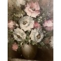 LARGE  FRAMED  OIL PAINTING OF FLOWERS