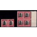 SWA 1929 Officials 1d both issues in pair & blk VF UM