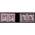 SWA 1923 P/Dues 2d (Type II) & 5d pairs (Group I), fine MM