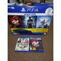PS4 500GB SLIM CONSOLE + 1 CONTROLLER + 2 GAMES  (LIKE NEW, 4 MONTHS OLD WITH GUARANTEE SLIP)