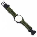 AOJIAN Outdoor Survival Watch Bracelet Paracord Compass Flint Fire Starter Whistle New (Army Green)