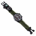 AOJIAN Outdoor Survival Watch Bracelet Paracord Compass Flint Fire Starter Whistle New (Army Green)