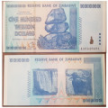 Zimbabwe 100 Trillion Dollar Banknotes serial number AA0640684 UNC  2008 issued