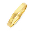 Gold Bangles, Solid 9 Ct. Yellow Gold D Shape 4 mm Heavy Bangles