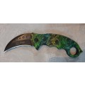 Collective Karambit automatic knife with black stainless steel blade, aluminium handle