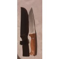 34cm Hunting kitchen outdoor knife fixed blade wood handle nylon sheath tactical