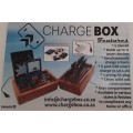 Solid Wood Charge Box, 6 port Smart Charge, 2 prong AC plug,  keys compartment