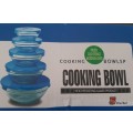 *New Stock* 5 Piece Glass Bowl Set, with Lids, heat resistant, microwave safe,  cooking to storage,