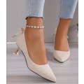 Pointed Toe Stiletto Shallow Mouth Wedding Shoes Women`s High Heels Glitter Evening Shoe Size 7