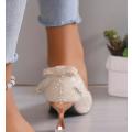 Pointed Toe Stiletto Shallow Mouth Wedding Shoes Women`s High Heels Glitter Evening Shoe Size 6