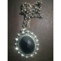 Obsidian Necklace, Obsidian Pendant, Gemstone Jewelry, Black Stone Necklace, Goth Bride Jewelry