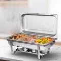 Three Tray Chafing Dish, with full size deep food pan, cover, water pan, stand, and 2 fuel holders