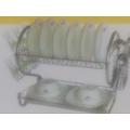 2-Layer Dish Drainer Rack, with tray, Glass Hanger, Cutlery Holder, durable steel, chrome Plated