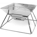 Foldable Barbeque Braai Stainless Steel Camping Outdoor Strong easy cleanable with ash tray