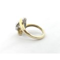 "R25 080" Brand New Solid 9ct Gold Handmade Ladies Moissanite and Natural Diamonds Designer Ring