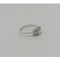 Solid 925 Silver Designer Ladies Engagement Trilogy Style Ring ,With Cubic Ziconias ,NOT  PLATED!!
