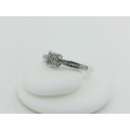 9ct White Gold & Diamonds Designer Solitaire Style Engagement Ring