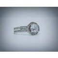 Solid 925 Silver Designer Halo Style  Engagement Ring