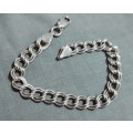 Solid 925 Silver Designer Italy Double Curb link Style Bracelet, see full description!!!!