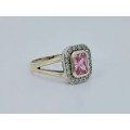 Solid 9ct Gold Designer Handmade Ring, With Natural Diamonds and Pink Gemstone