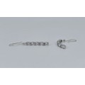Solid Silver 925 Earring Set, Drop Style, with Top White Gemstones set.