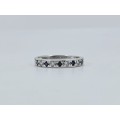 Solid 925 Silver Vintage Eternity Band with Blue Sapphire and white Gemstones !!